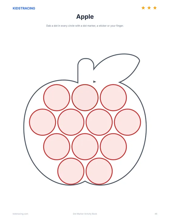 Apple dot marker page from the Dot Marker Activity Book